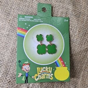 Lucky Charms Green 4 Leaf Clover Dangle Earrings Great for St Patrick's Day
